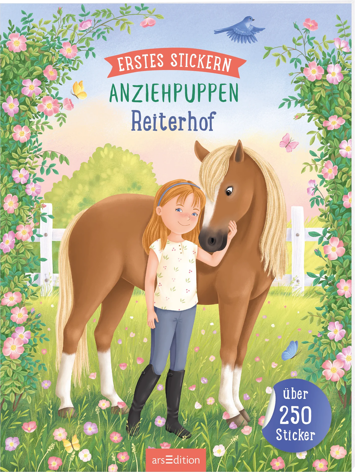 arsEdition Erstes Stickern Anziehpuppen Reiterhof