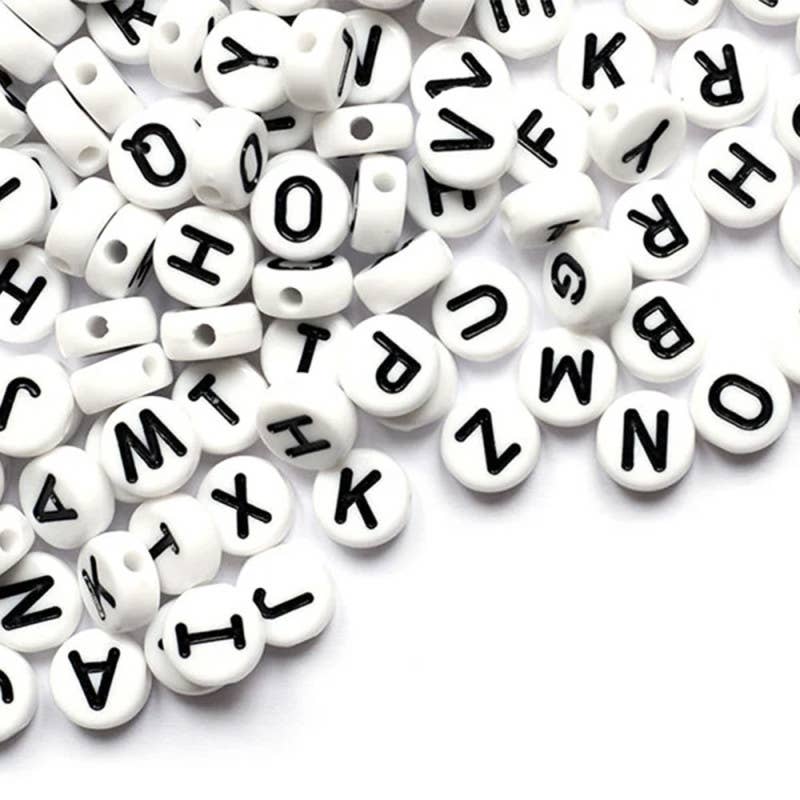 La petite épicerie Buchstabenperlen-Set – Weiß und Schwarz