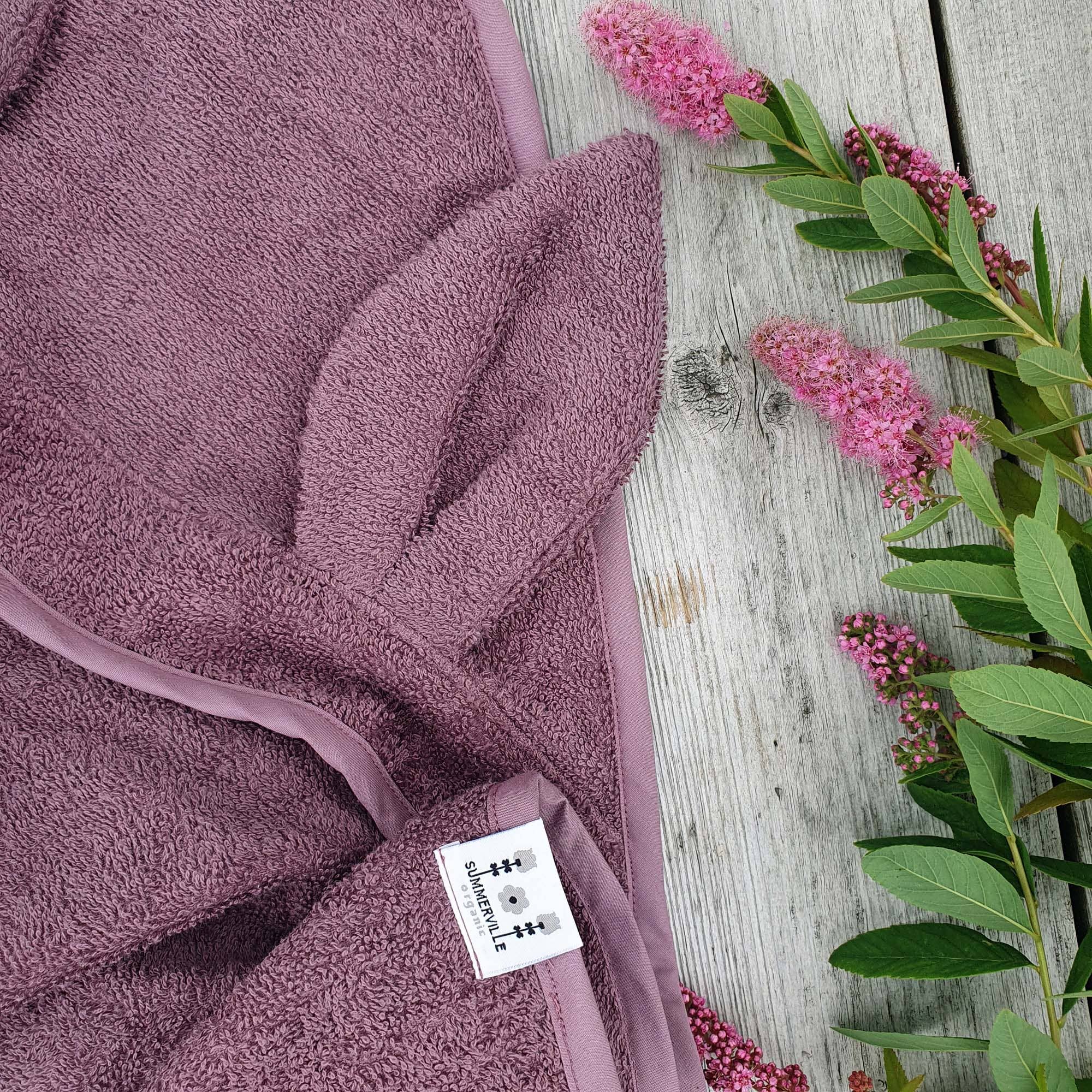 Bio-Babytuch mit Kapuze Rabbit Grape