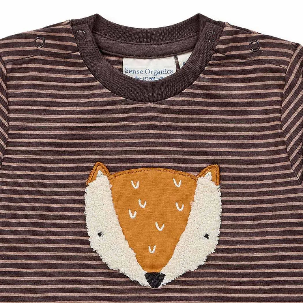 Sense Organics Longsleeve ELAN braun gestreift mit Fuchs