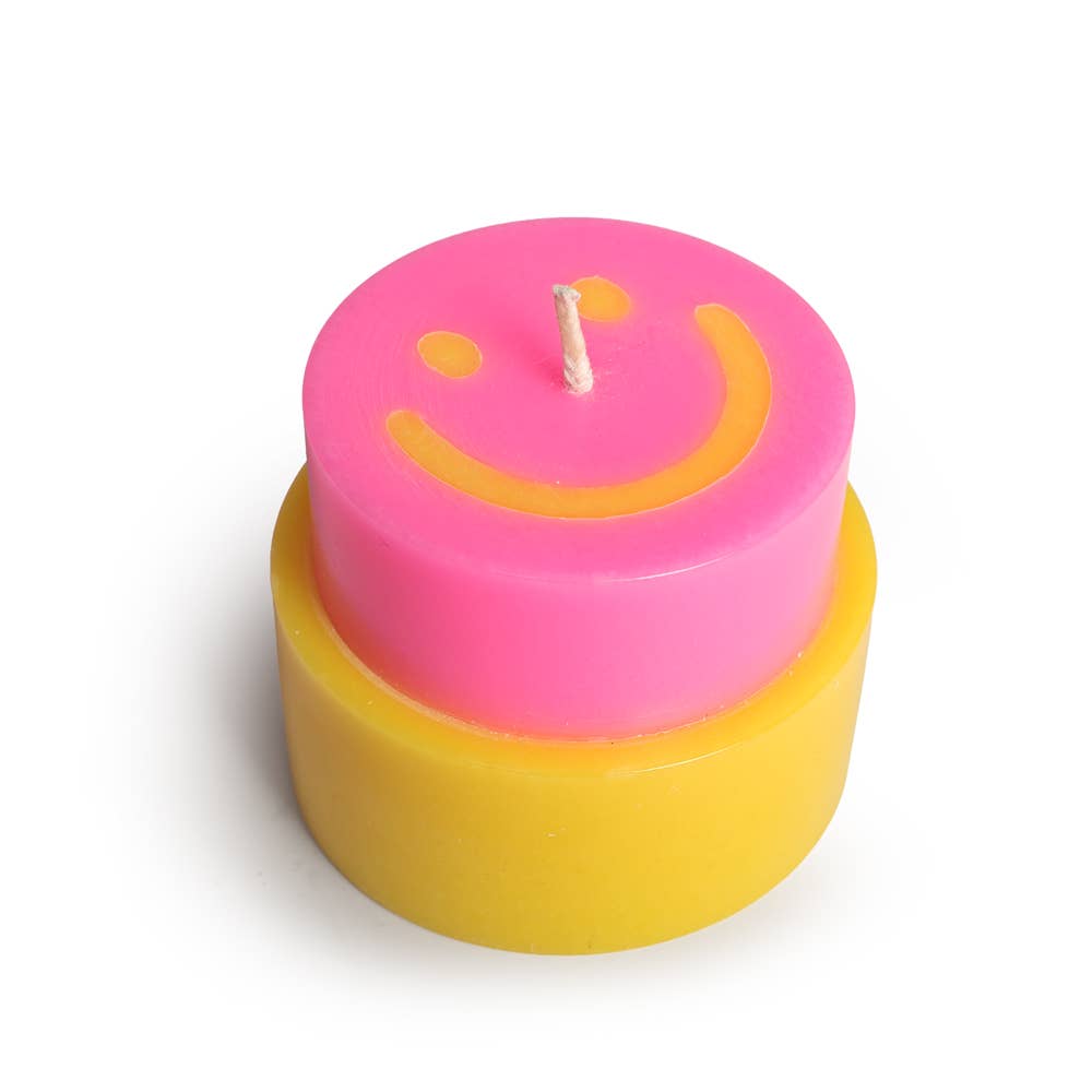 not the girl HAPPY CANDLE Large neonpink / gelb