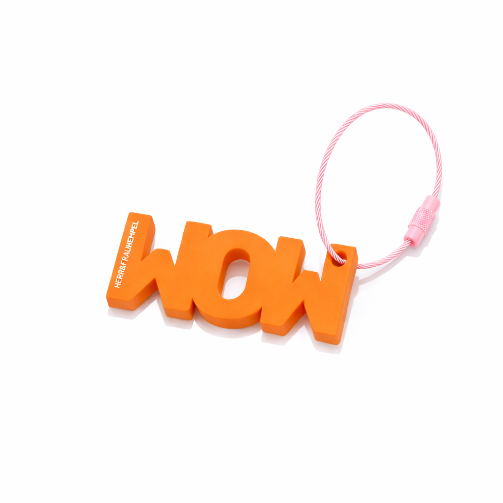 Schlüsselanhänger WOW: Orange-rosa