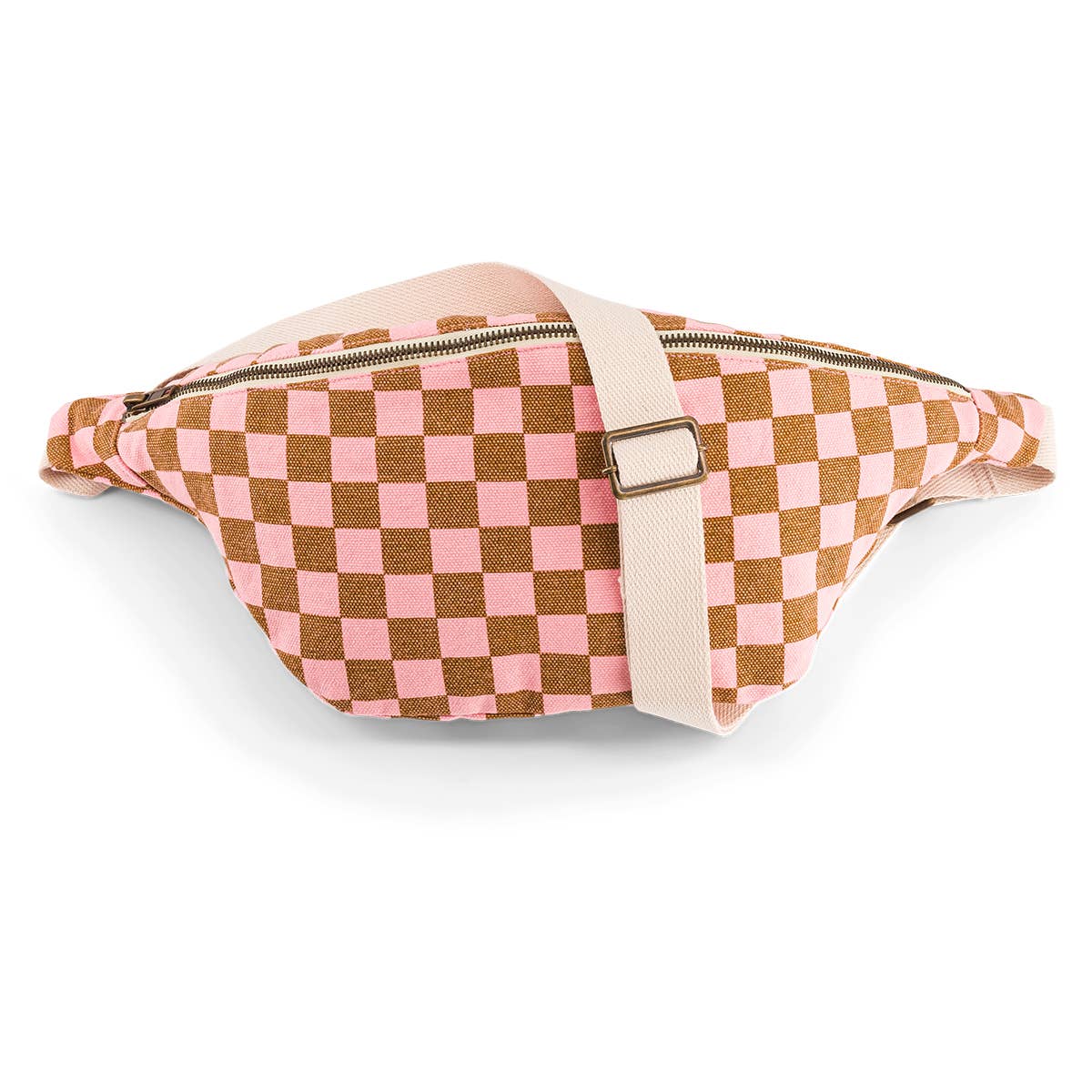 Damen Gürteltasche mit Schachbrettmuster und Erdbeer-Motiv