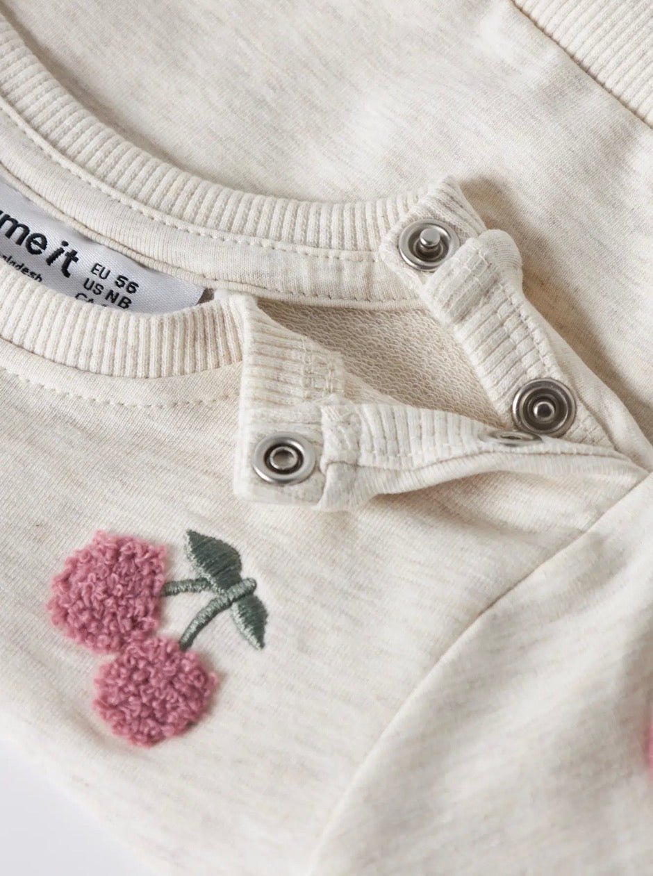 name it Sweatshirt beige meliert mit Kirschen (nbffairy)
