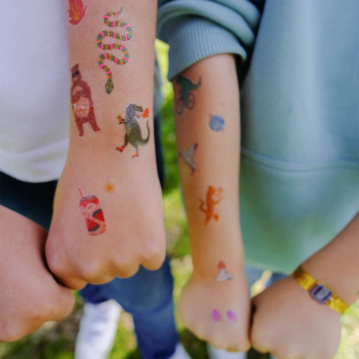 La petite épicerie Tattoo-Set – Süße Tiere mit orangefarbenem Glitzereffekt