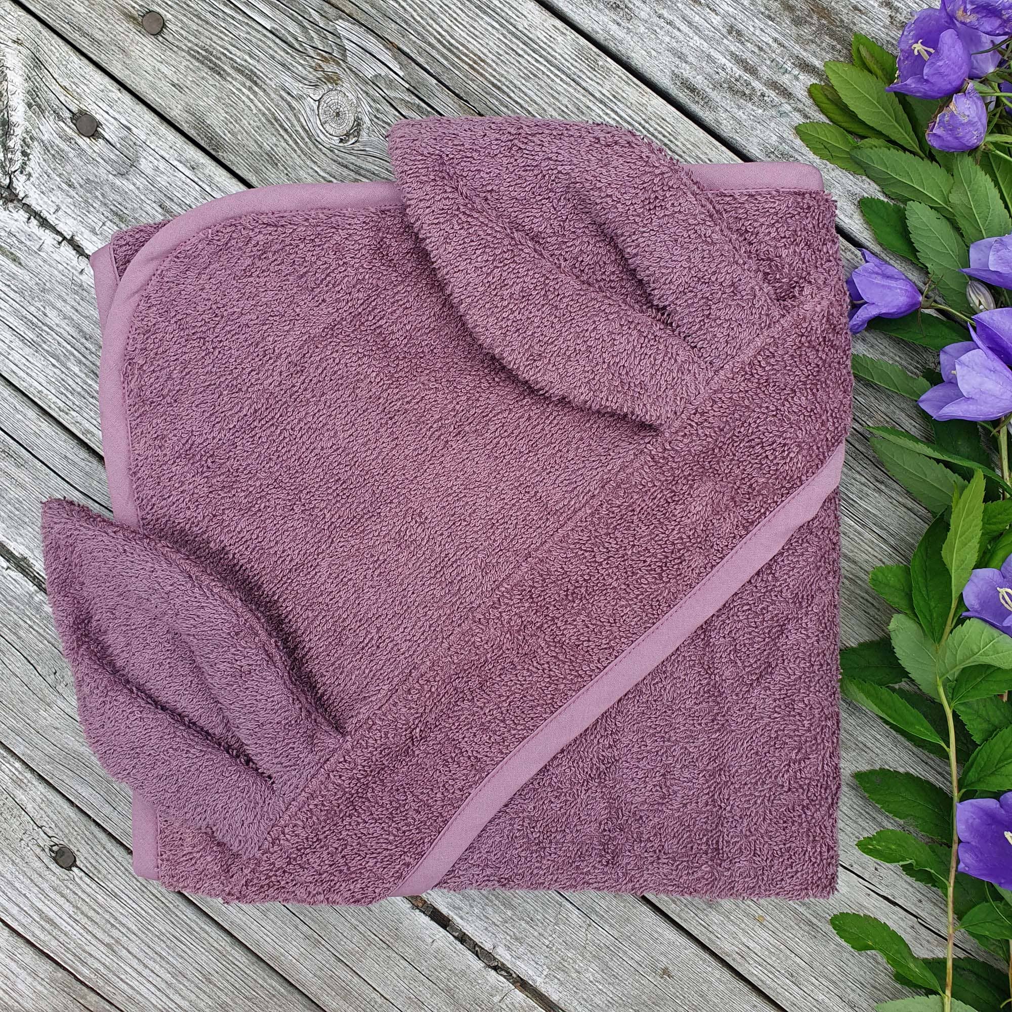 Bio-Babytuch mit Kapuze Rabbit Grape