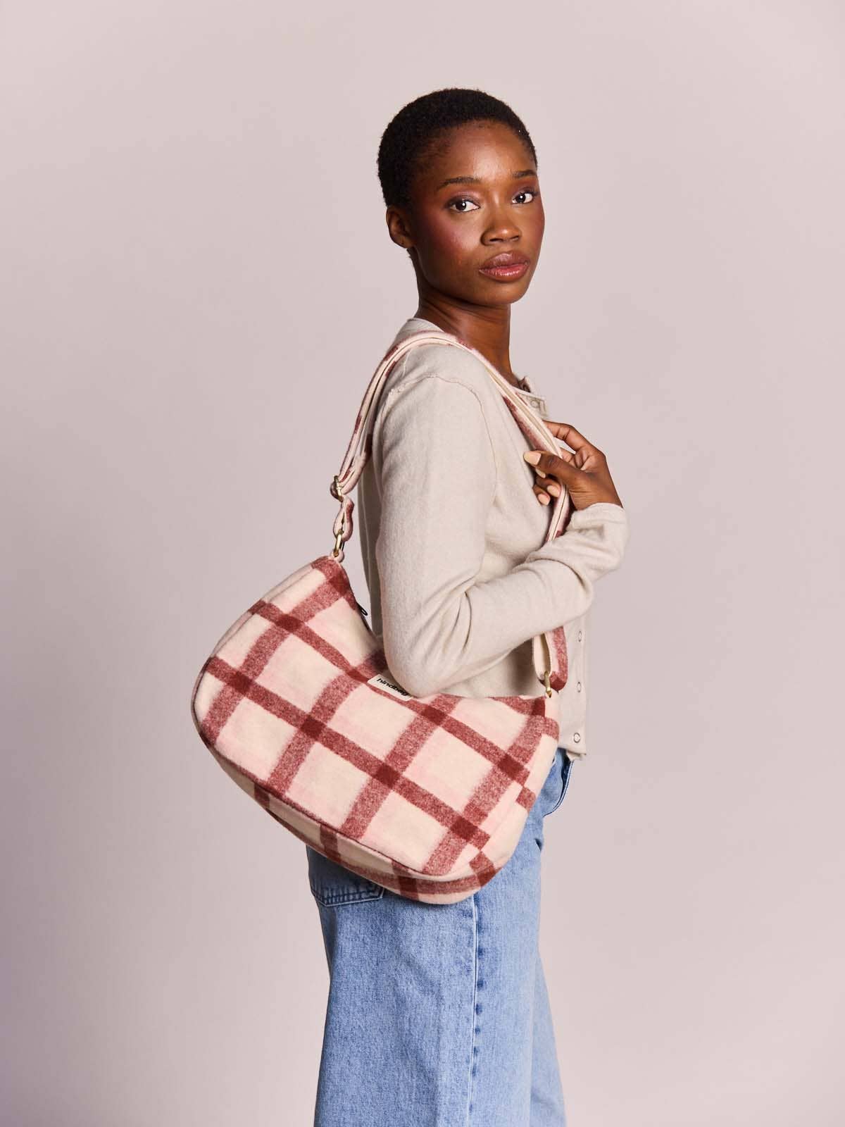HindbagUmhängetasche Rosa mit rosafarbenem Tartan