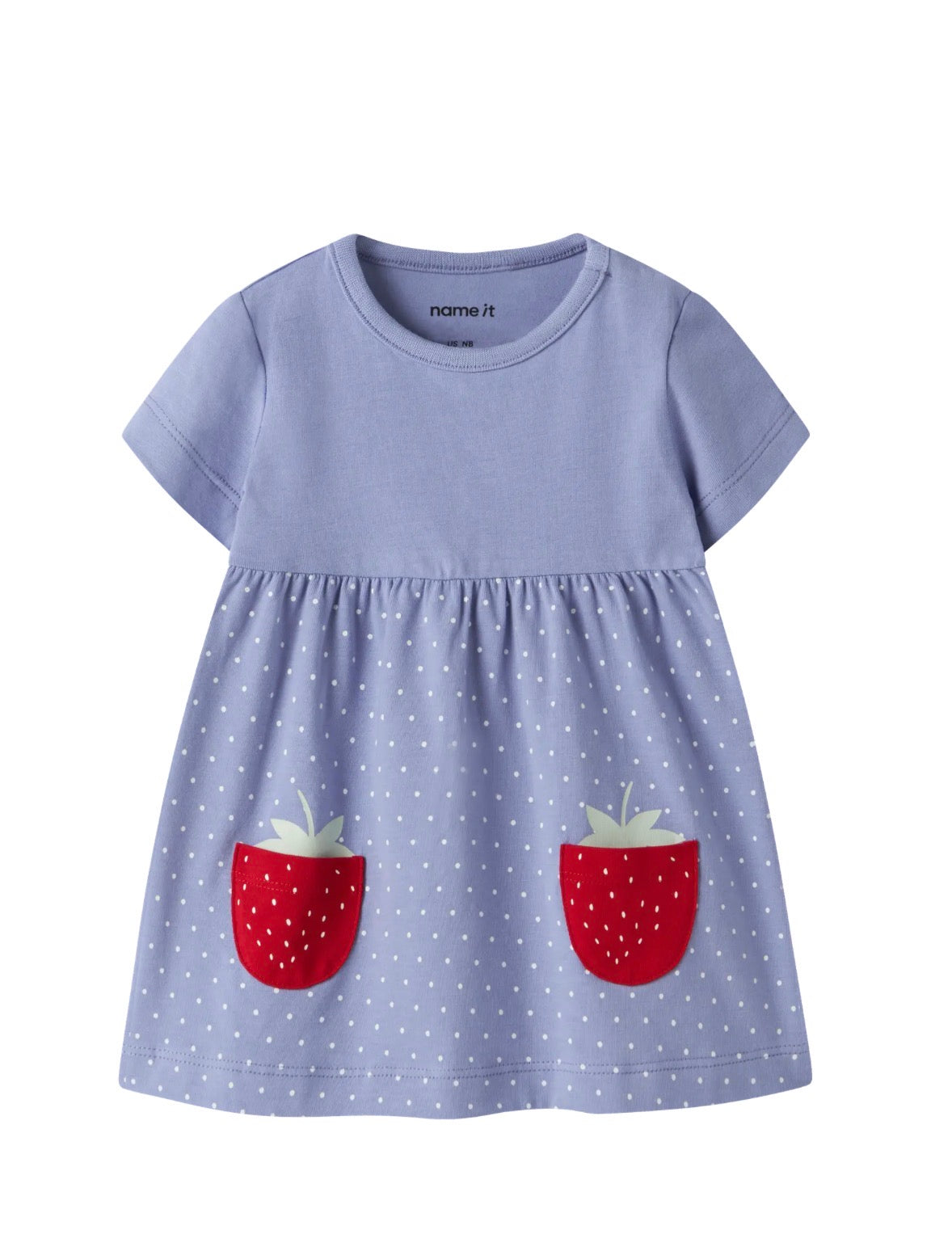 name it Kurzarmkleid (nbfjabelle) blau mit Erdbeeren