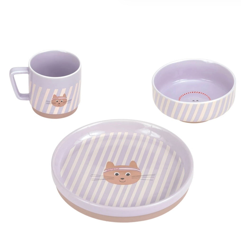 Lässig Kindergeschirrset Porzellan Tiny Team Cat