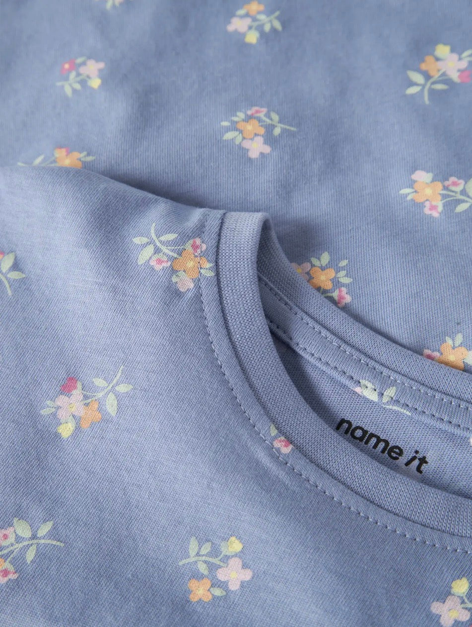 name it T-Shirt (nmfvigga) Blumen blau