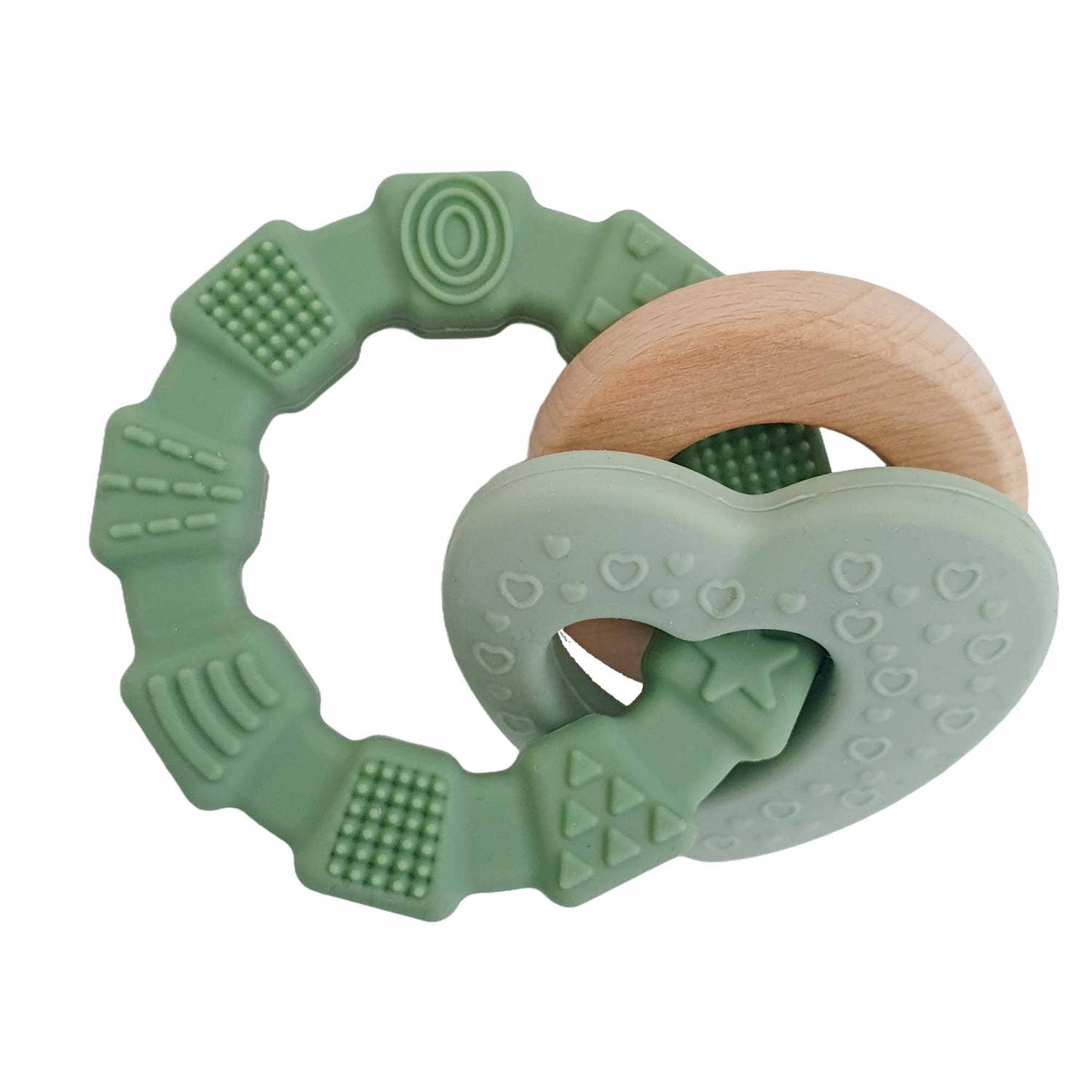 Baby Silikon Beißring Herz Grün