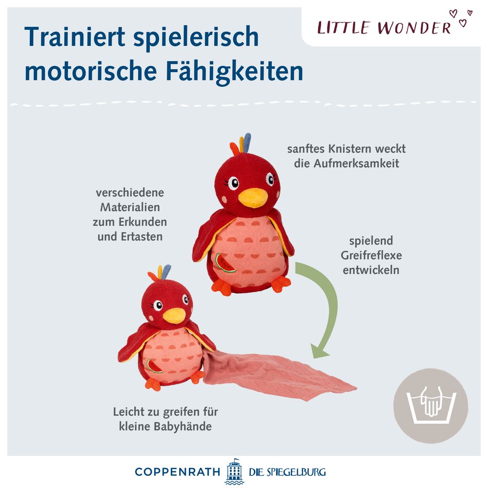 Die Spiegelburg Kuscheltier mit Schnuffeltuch Paradiesvogel