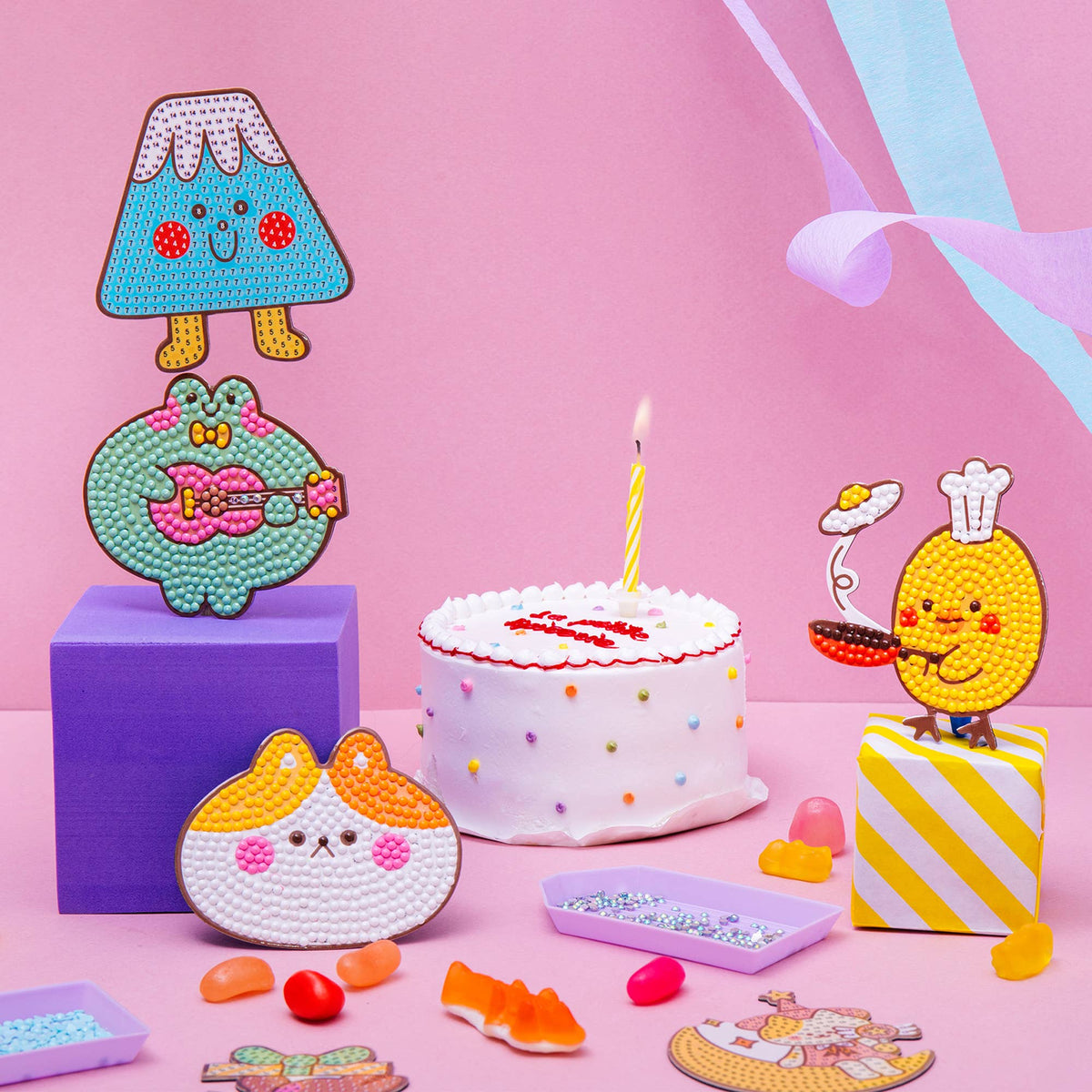 La petite épicerie Diamond-Painting-Set für Kinder – Party-Pack (8 Magnete)