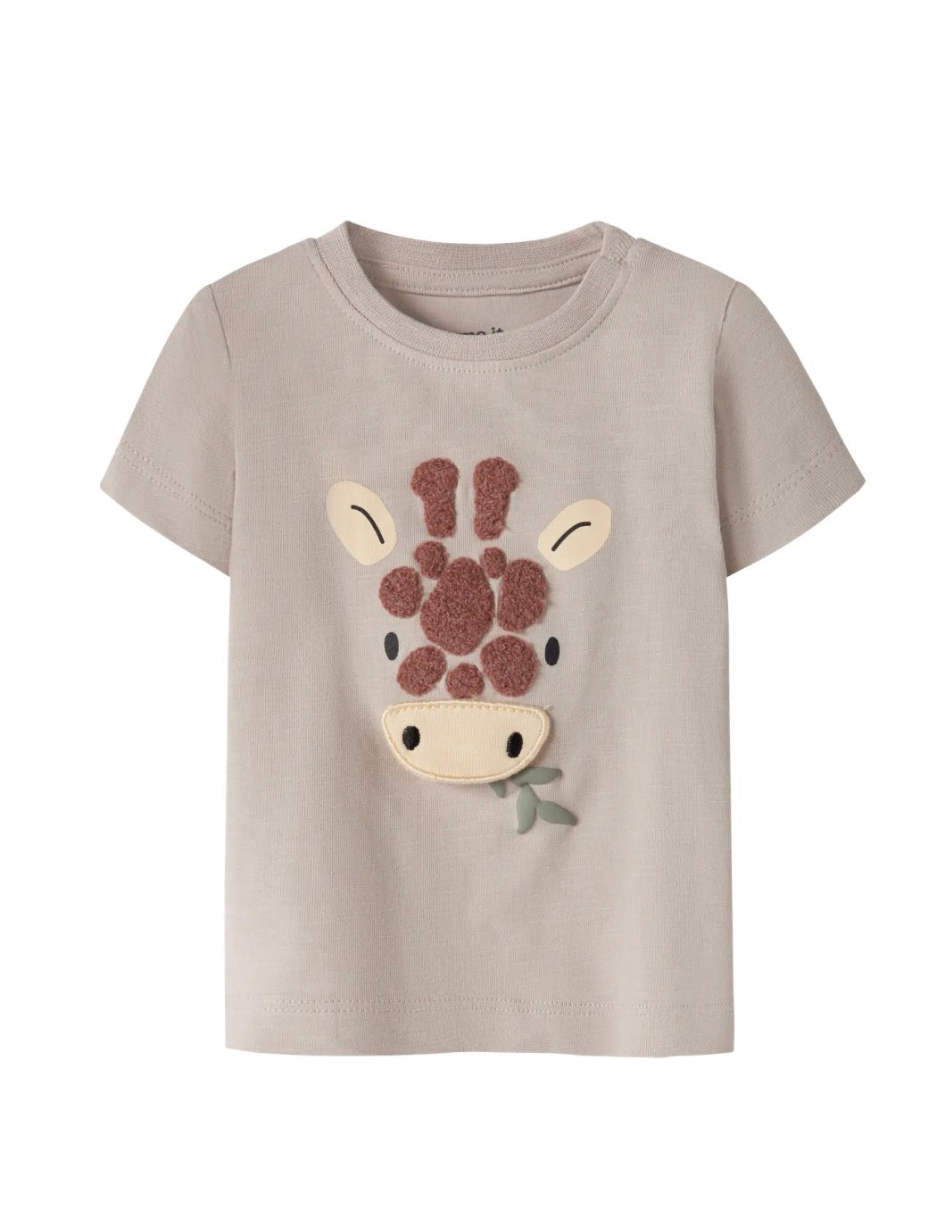 name it Baby T-Shirt Giraffe (nbmhole) Chateau Gray