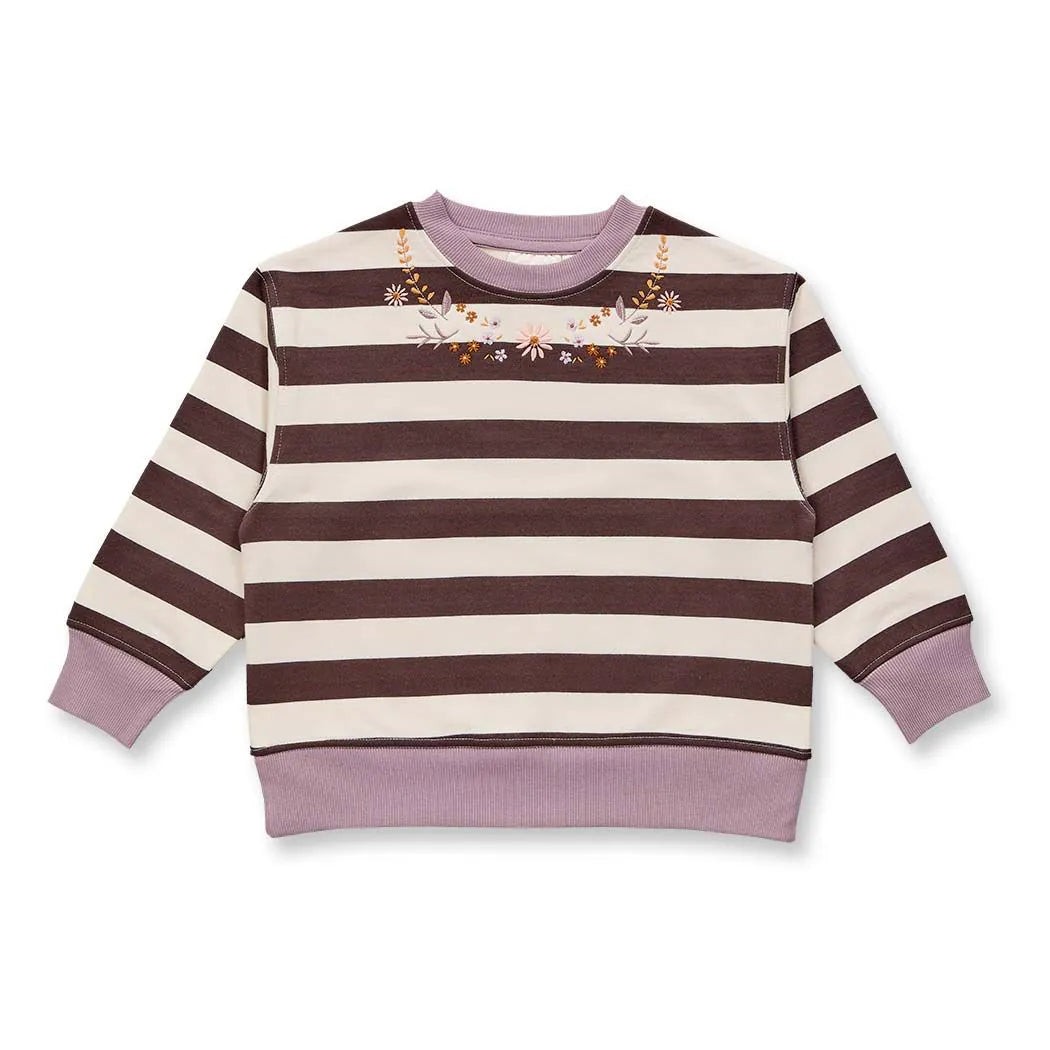 Sense Organics Sweatshirt DARI geringelt mit Blumenstickerei
