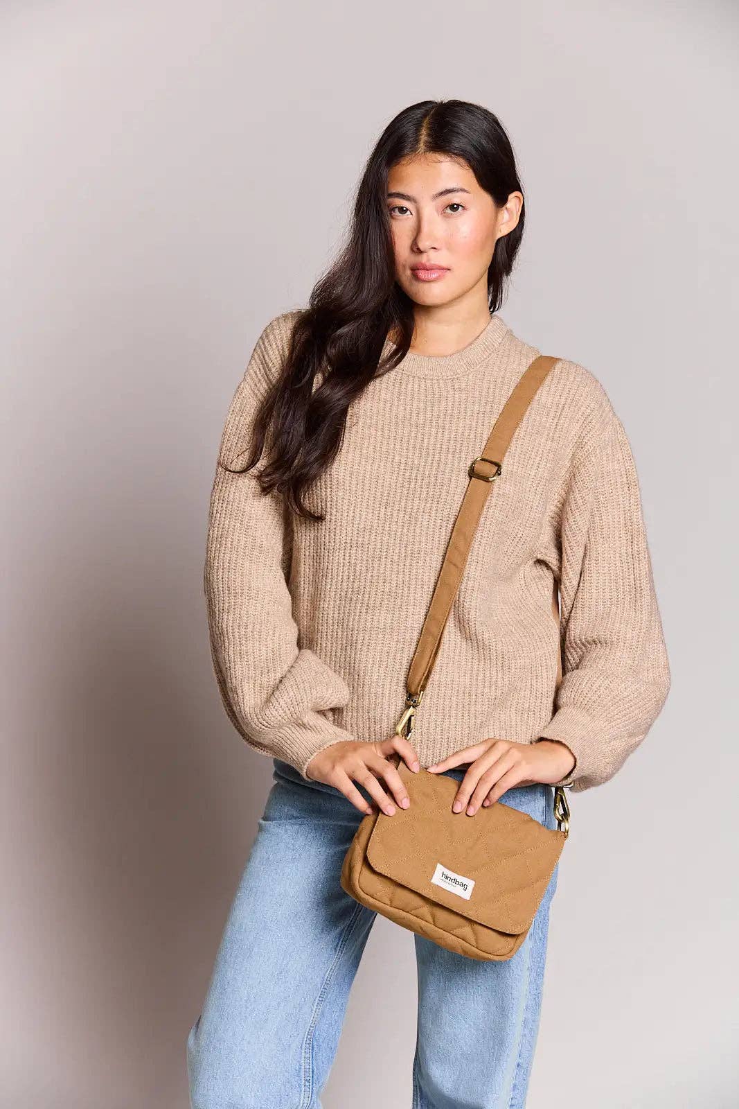 Hindbag gesteppte Tasche Margault – Zimt