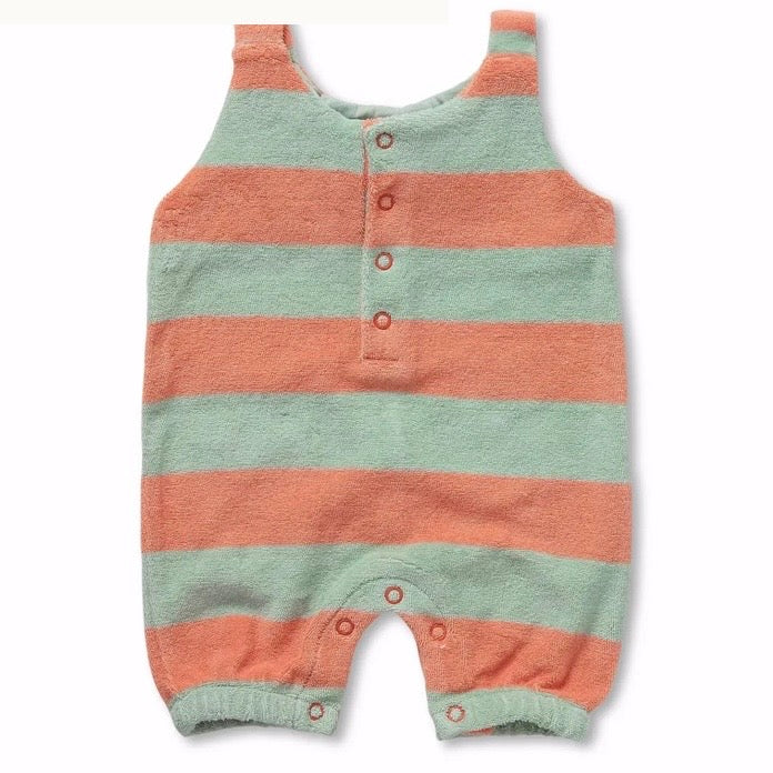 Sproet & Sprout Jumpsuit apricot- grün gestreift aus Frottee