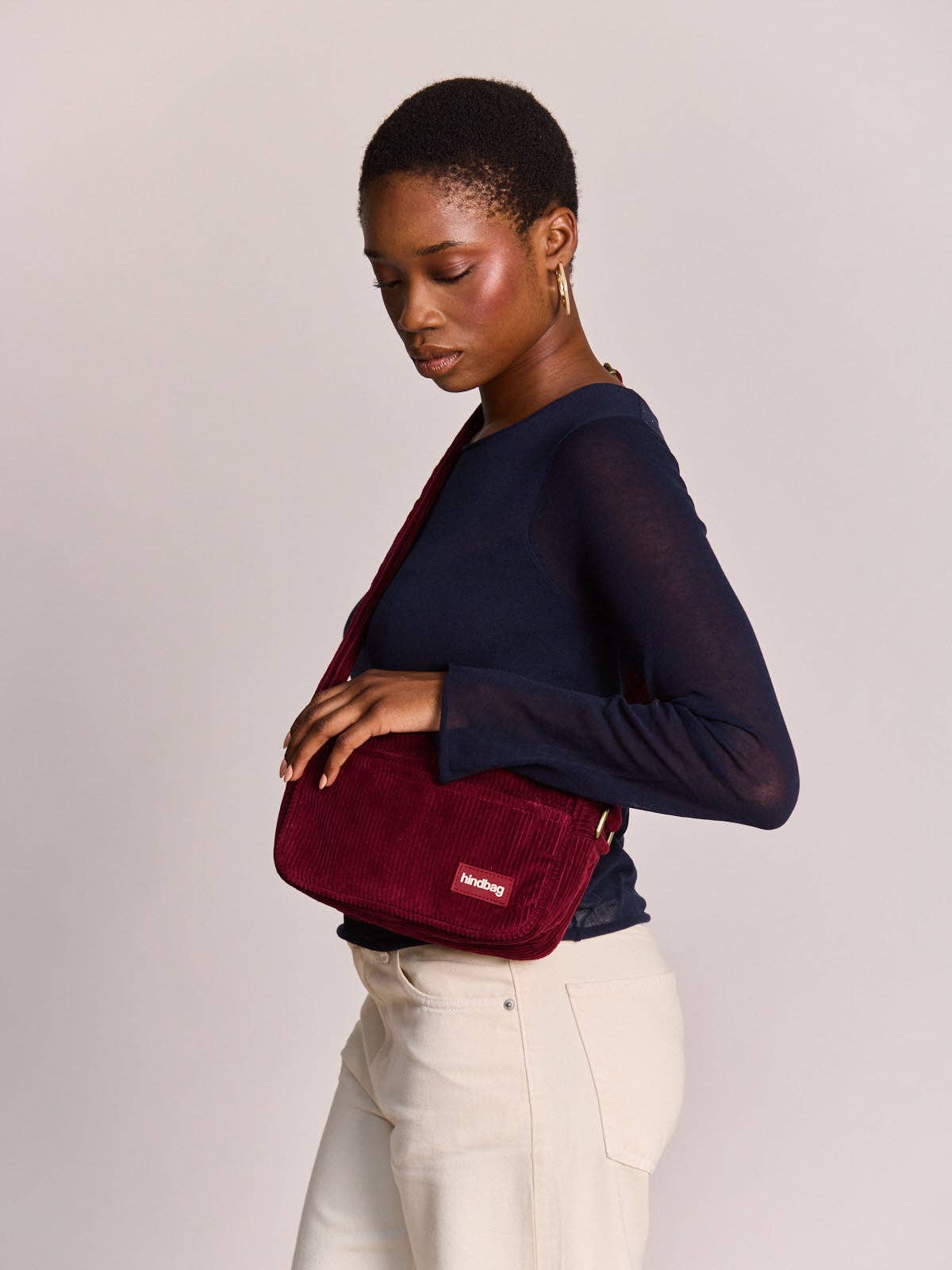Hindbag Nino Schultertasche Samt bordeaux