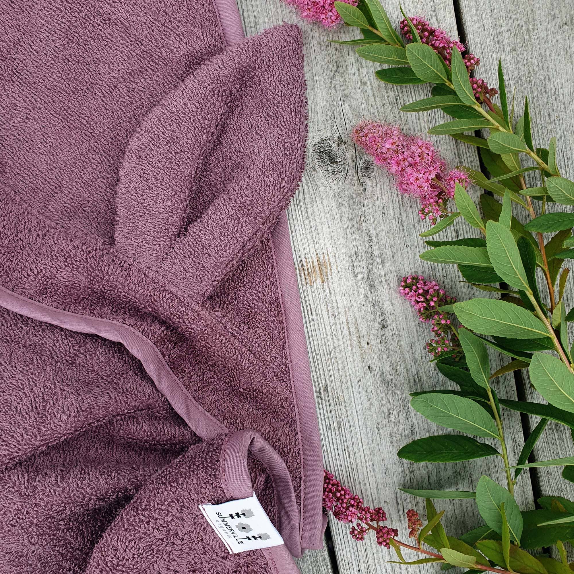 Bio-Babytuch mit Kapuze Rabbit Grape