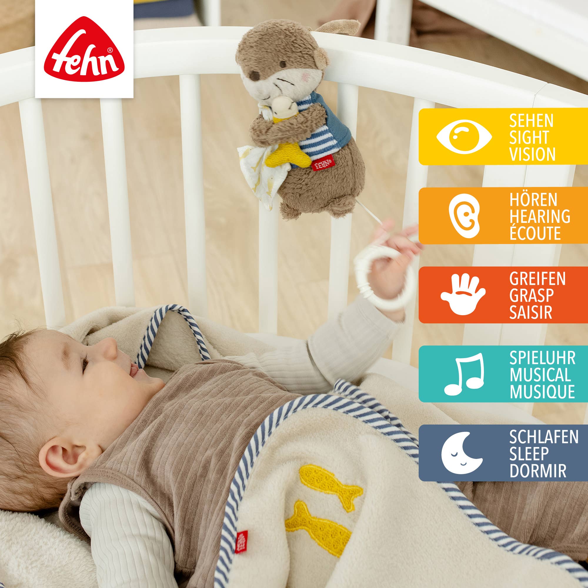 Fehn Mini-Spieluhr Otter - Kuscheltier & Einschlafhilfe