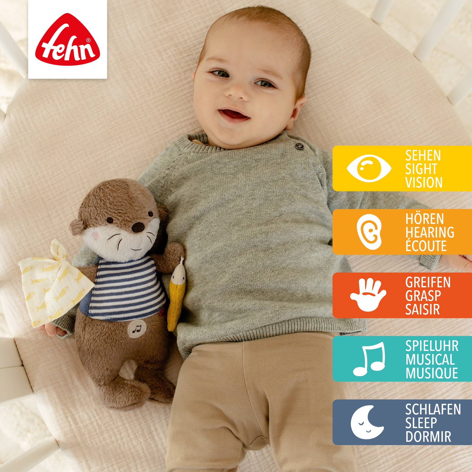 Fehn Einschlafhilfe Otter - Kuscheltier mit Cry-Sensor