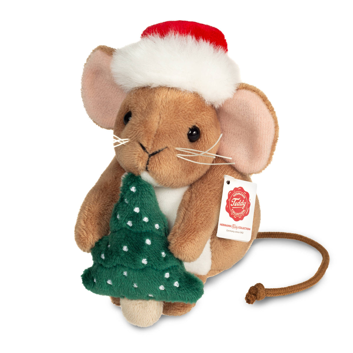 Teddy Hermann Weihnachtsmaus mit Tannenbaum 11 cm - Plüschtier - Stofftier
