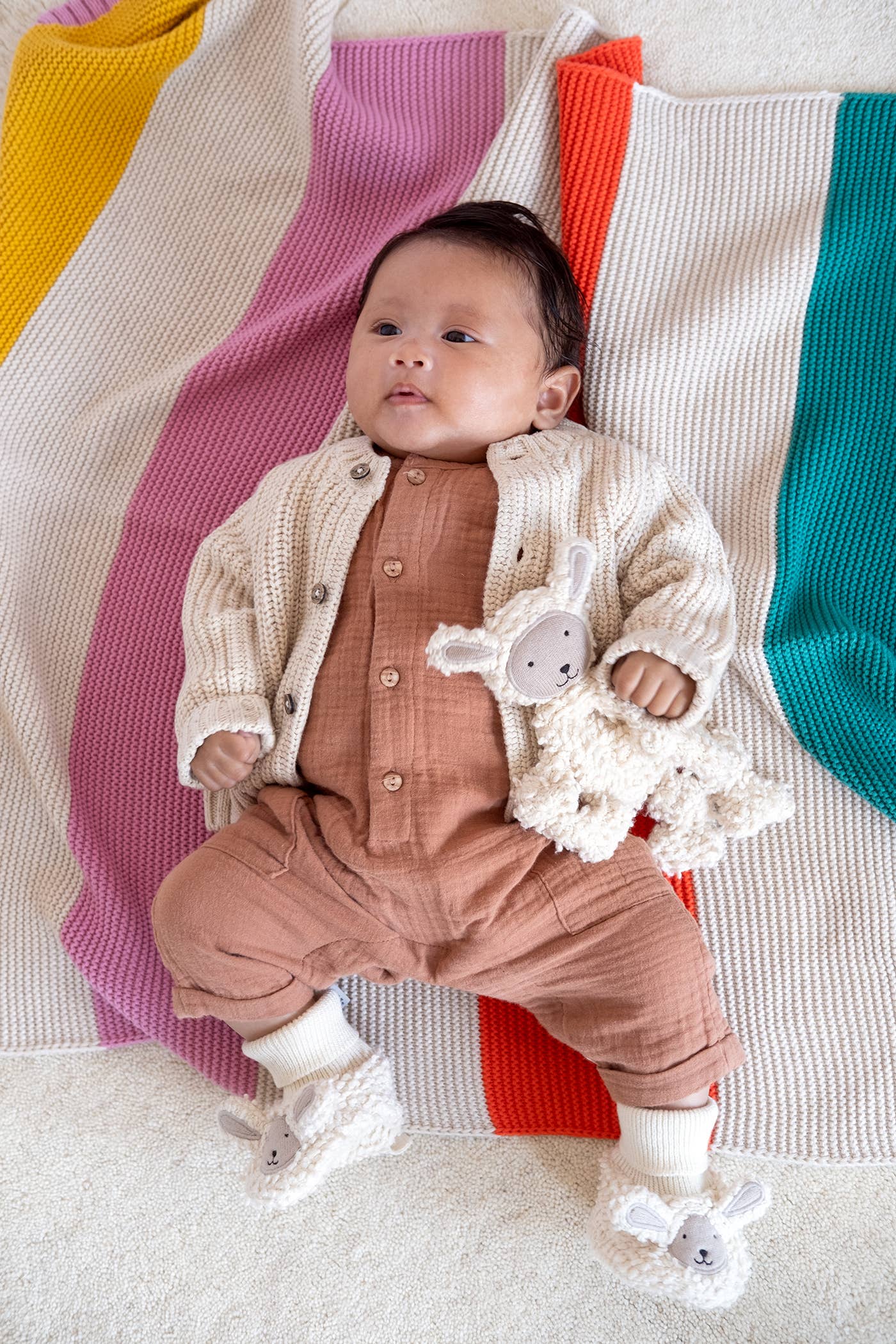 Kuscheltuch aus Baumwollstrick für Babys: Schaf