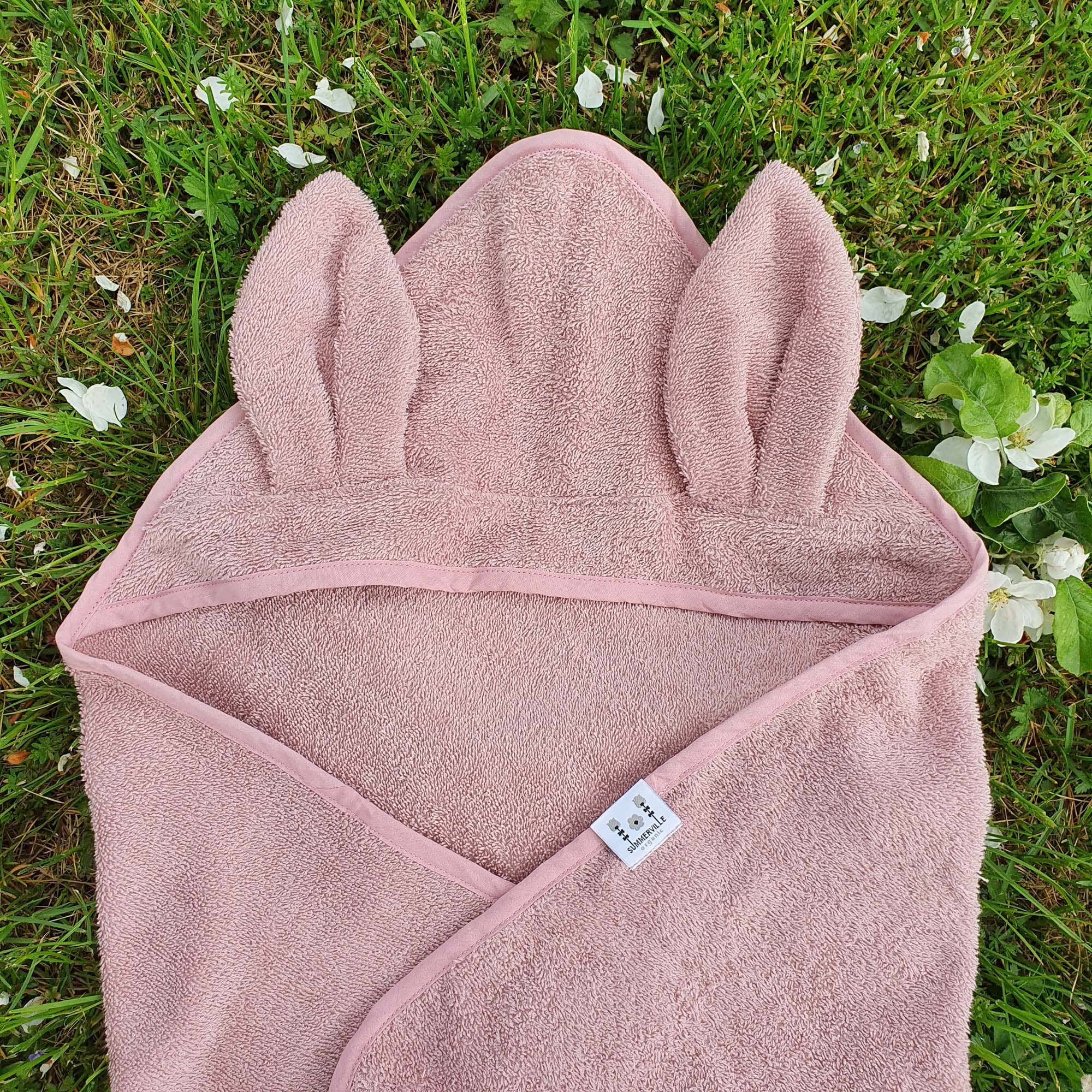 Bio-Babytuch mit Kapuze Rabbit Pale Mauve