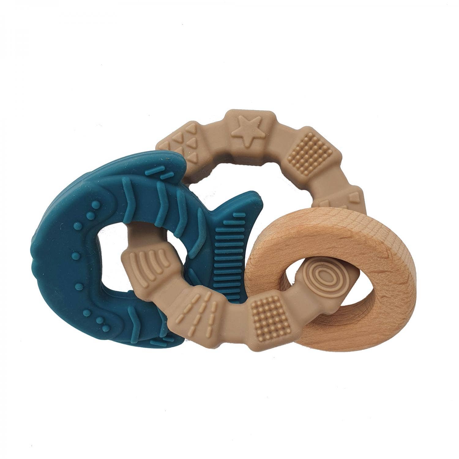 Baby-Silikon-Beißspielzeug Fisch Ozeanblau
