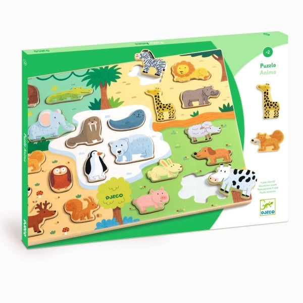 Djeco großes Holzpuzzle Tiere