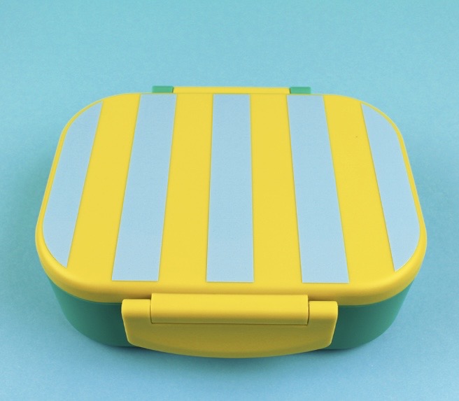 ava&Yves Brotdose Stripes gelb/hellblau/grün