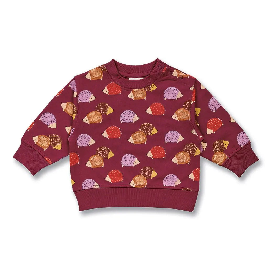 Sense Organics Baby Sweatshirt Siam Bordeaux mit Igeldruck