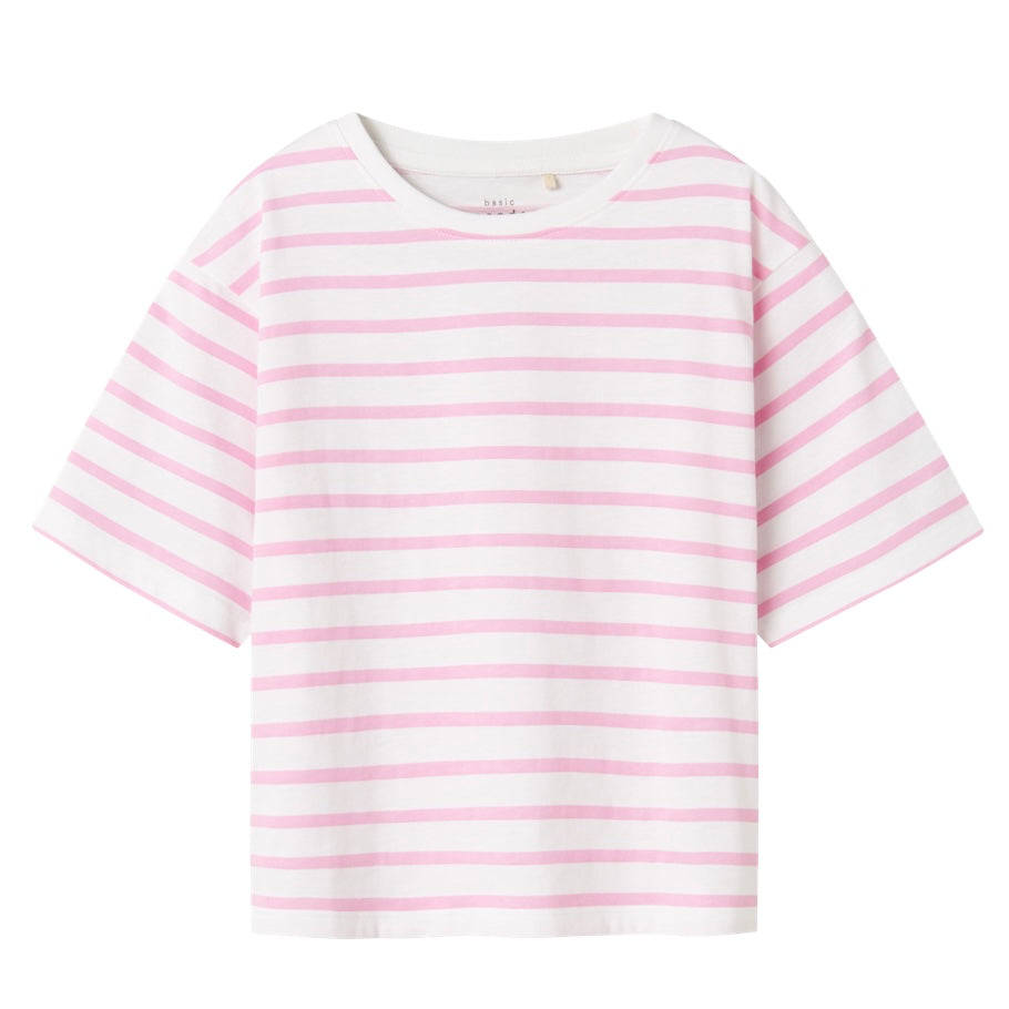 name it kurzes T-Shirt pink weiß geringelt ( nmfvitanni)