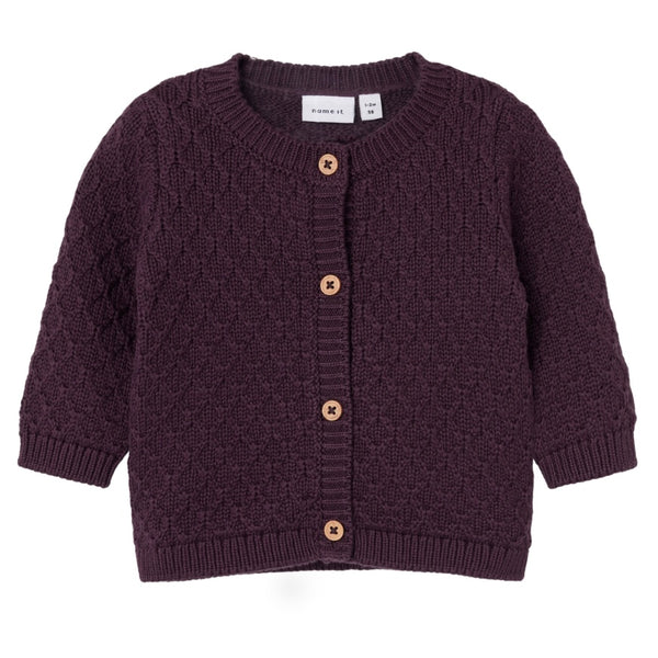 name it Baby Strickjacke mit Muster Plum Perfect ( nbflomille)