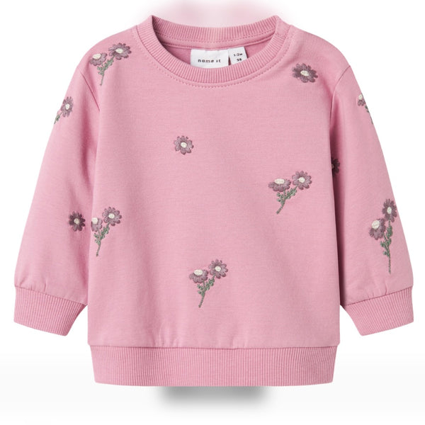 name it Sweatshirt mit gestickten Blumen Mauve Orchid ( nbfnowa)