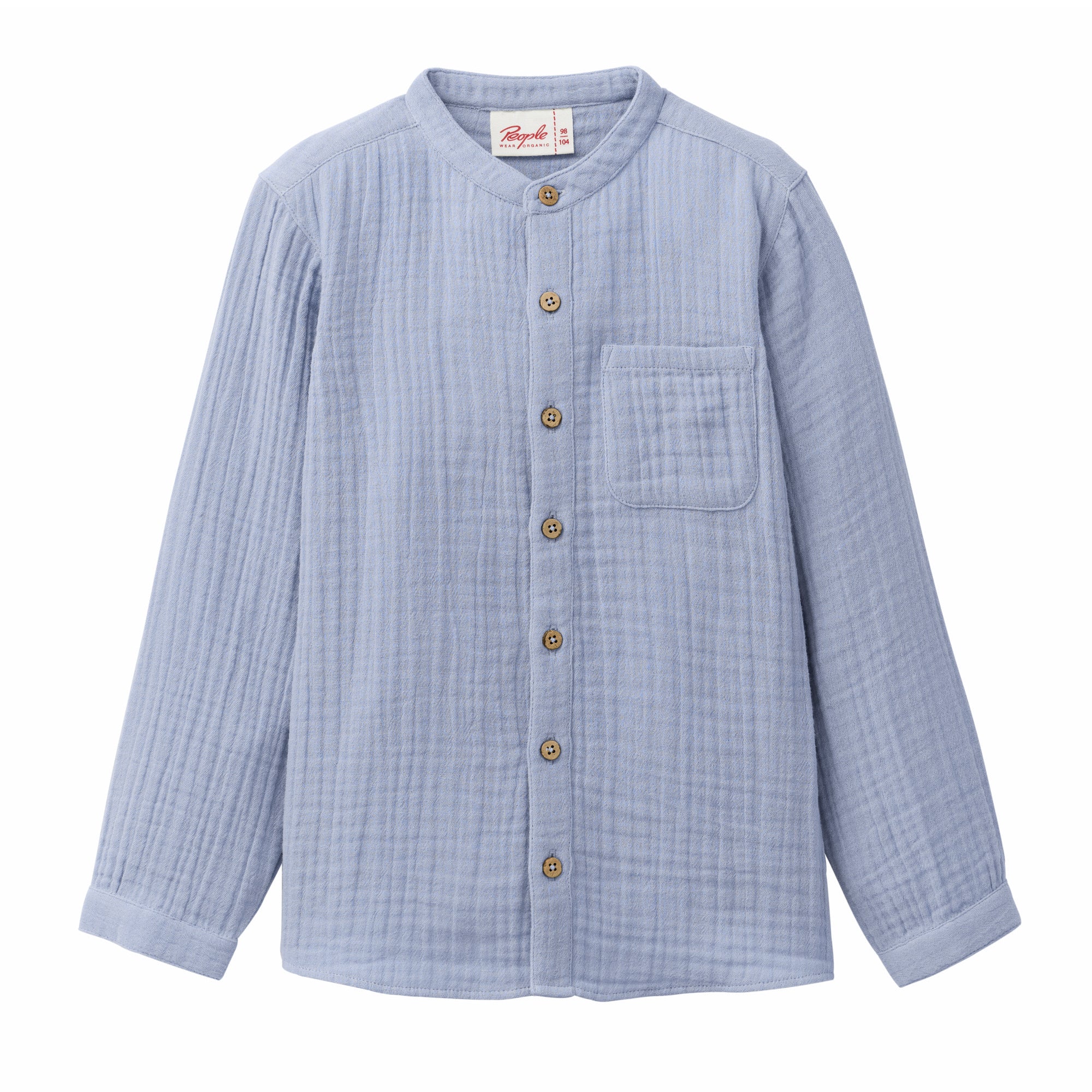 People wear Organic Musselin-Hemd Baby GOTS blau