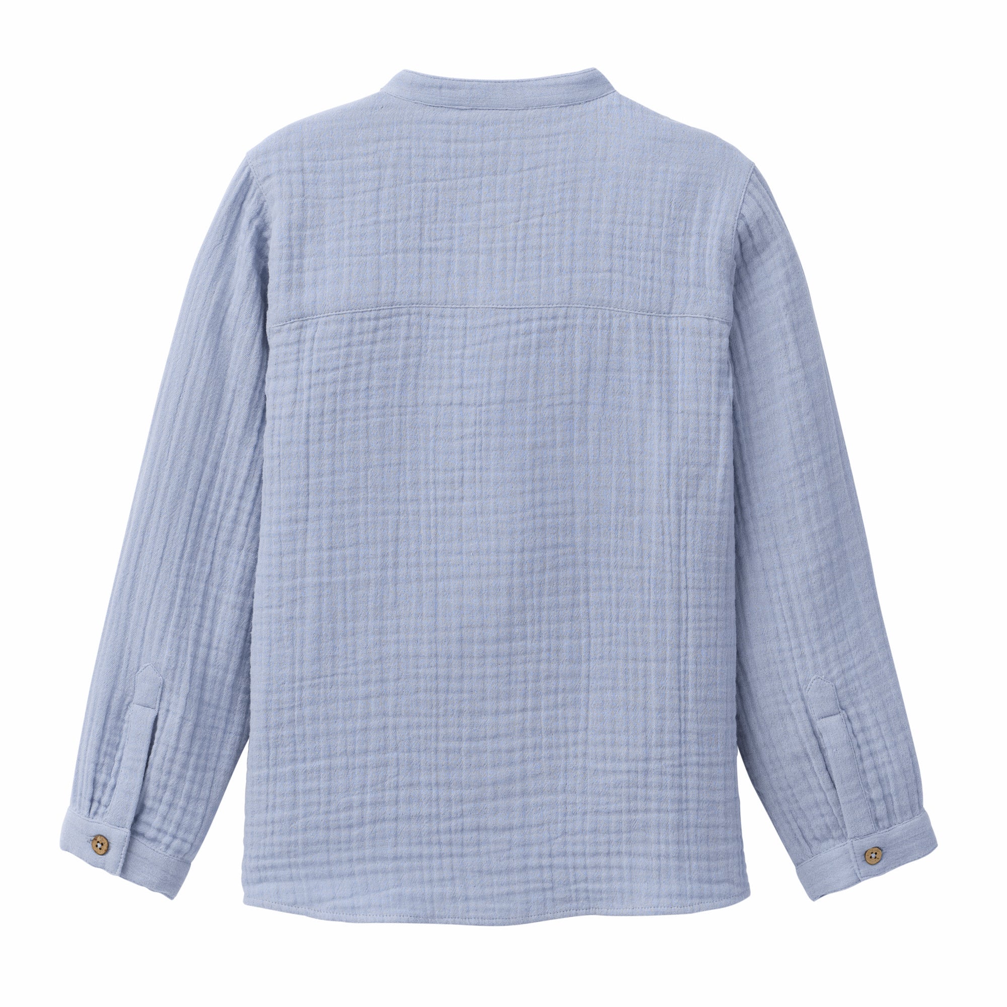 People wear Organic Musselin-Hemd Baby GOTS blau