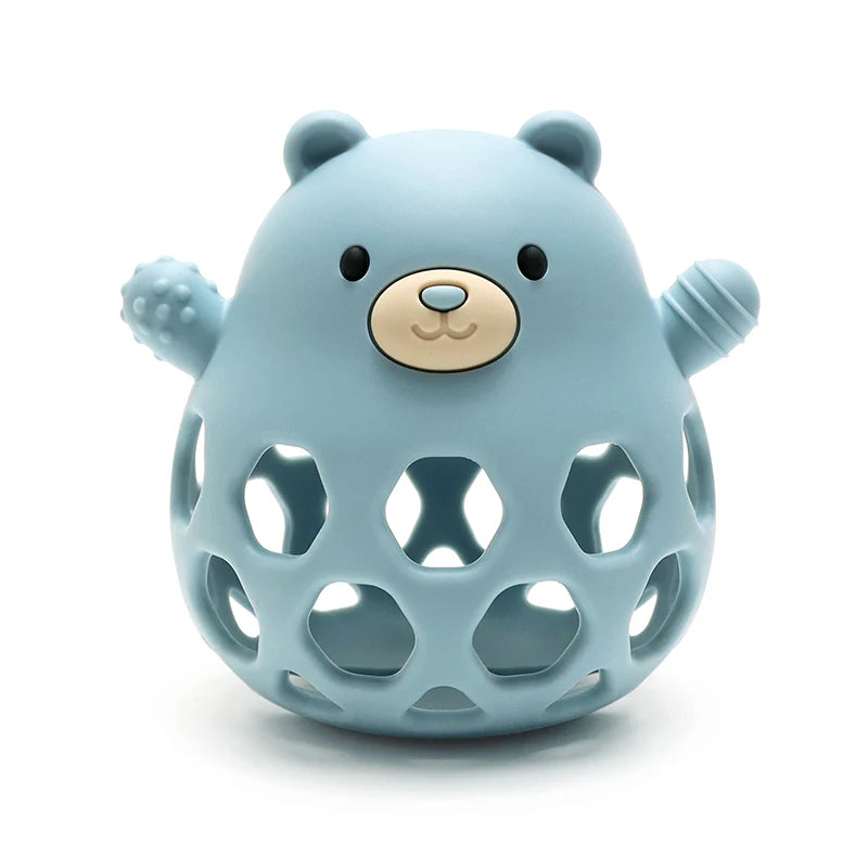 Rammelaartje Silikonball Bär blau