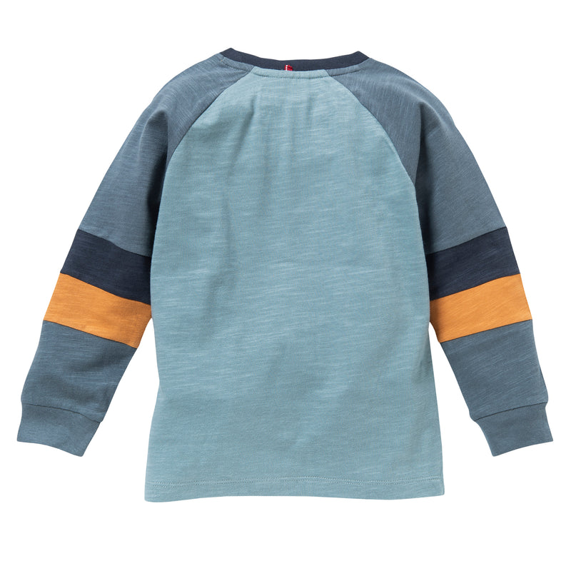 People wear organic Longsleeve mit bunt abgesetzten Ärmeln blau