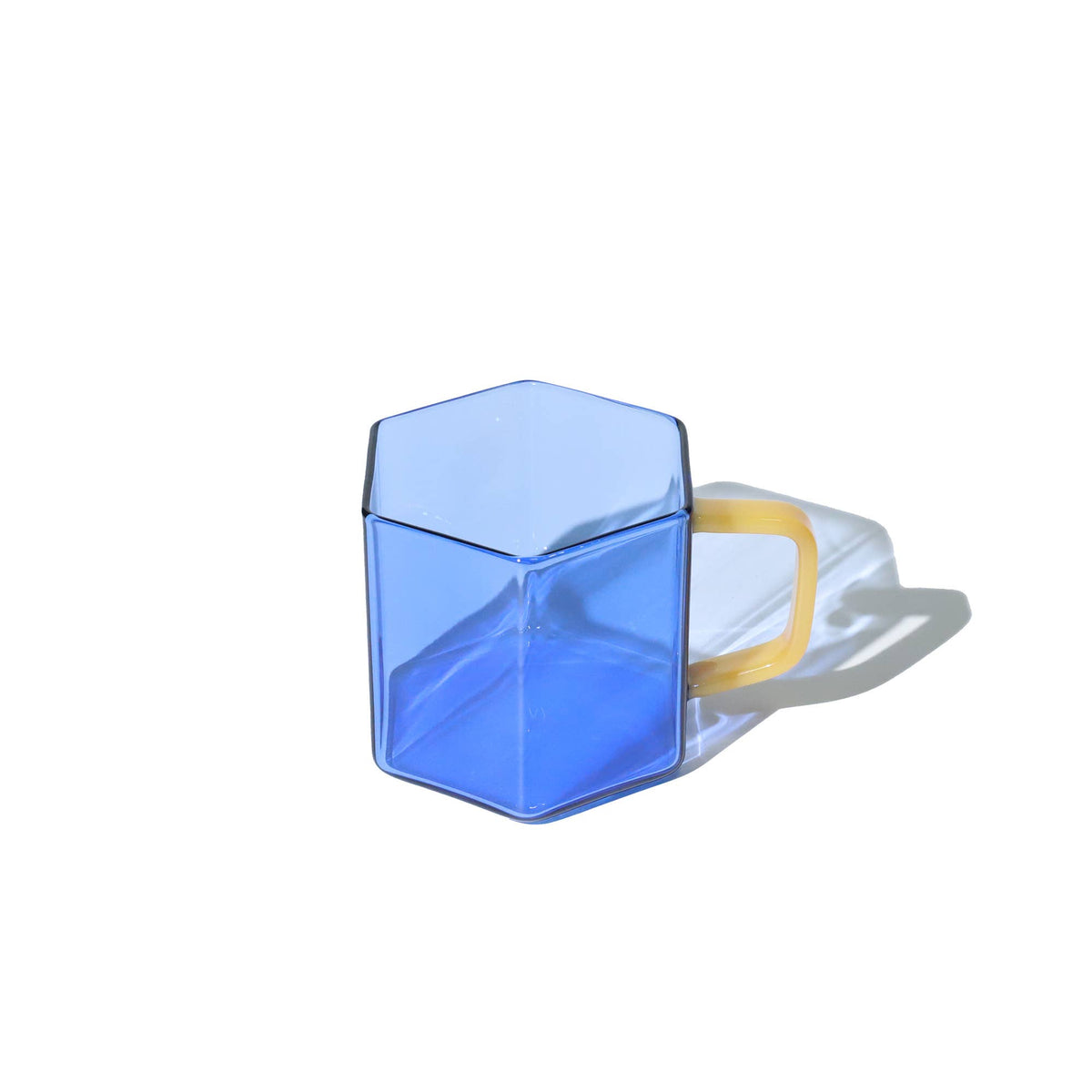 Helio Ferretti BLAUER GEOMETRISCHER GLASBECHER