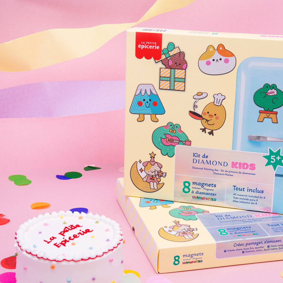 La petite épicerie Diamond-Painting-Set für Kinder – Party-Pack (8 Magnete)