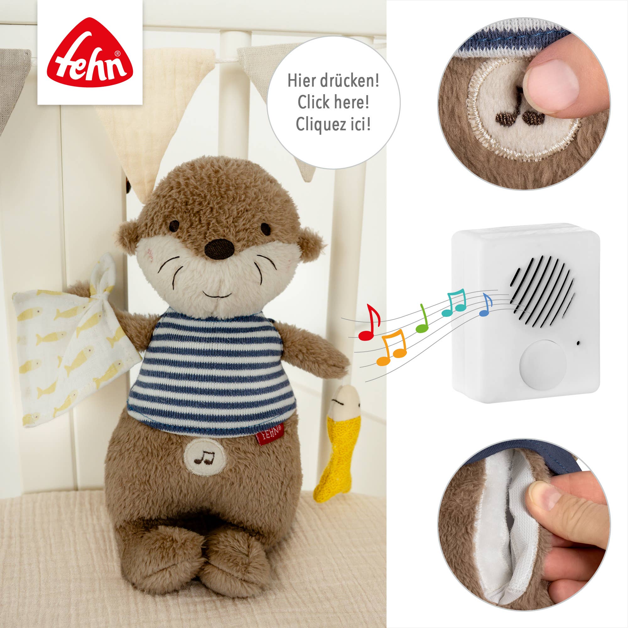 Fehn Einschlafhilfe Otter - Kuscheltier mit Cry-Sensor