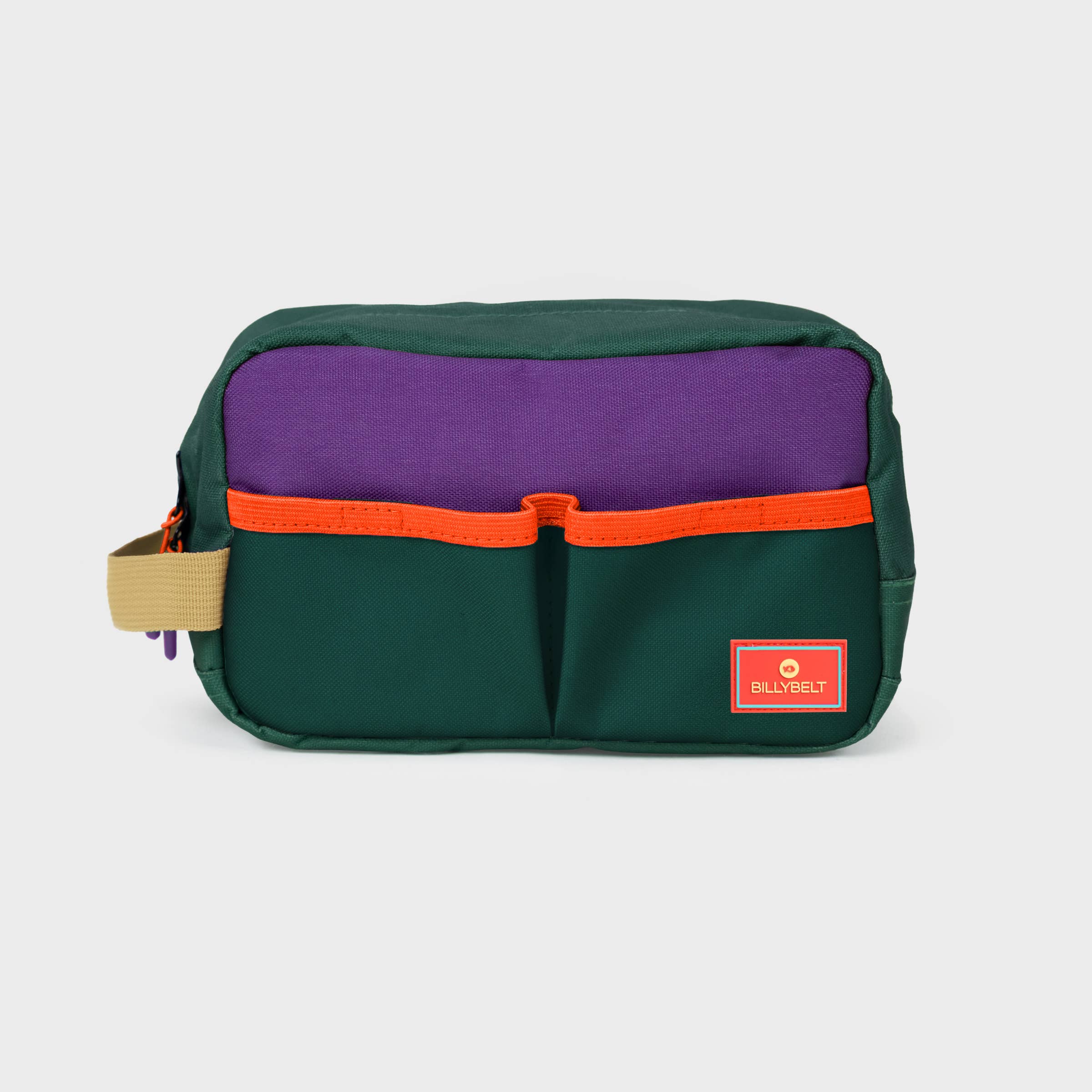 billybelt Kulturbeutel aus recyceltem Polyester - Grün und Violett: Eine Größe