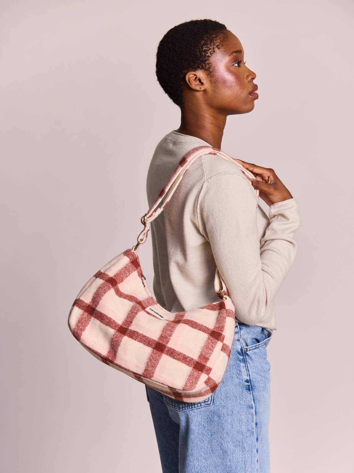 HindbagUmhängetasche Rosa mit rosafarbenem Tartan