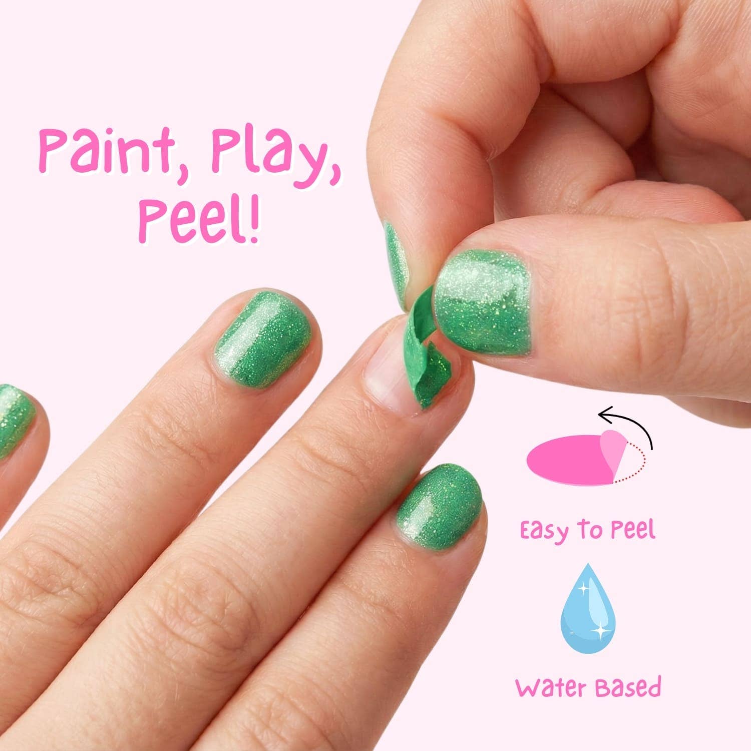 Miss Nella Kinder Nagellack zum Abziehen, geruchsfrei Kiss the frog