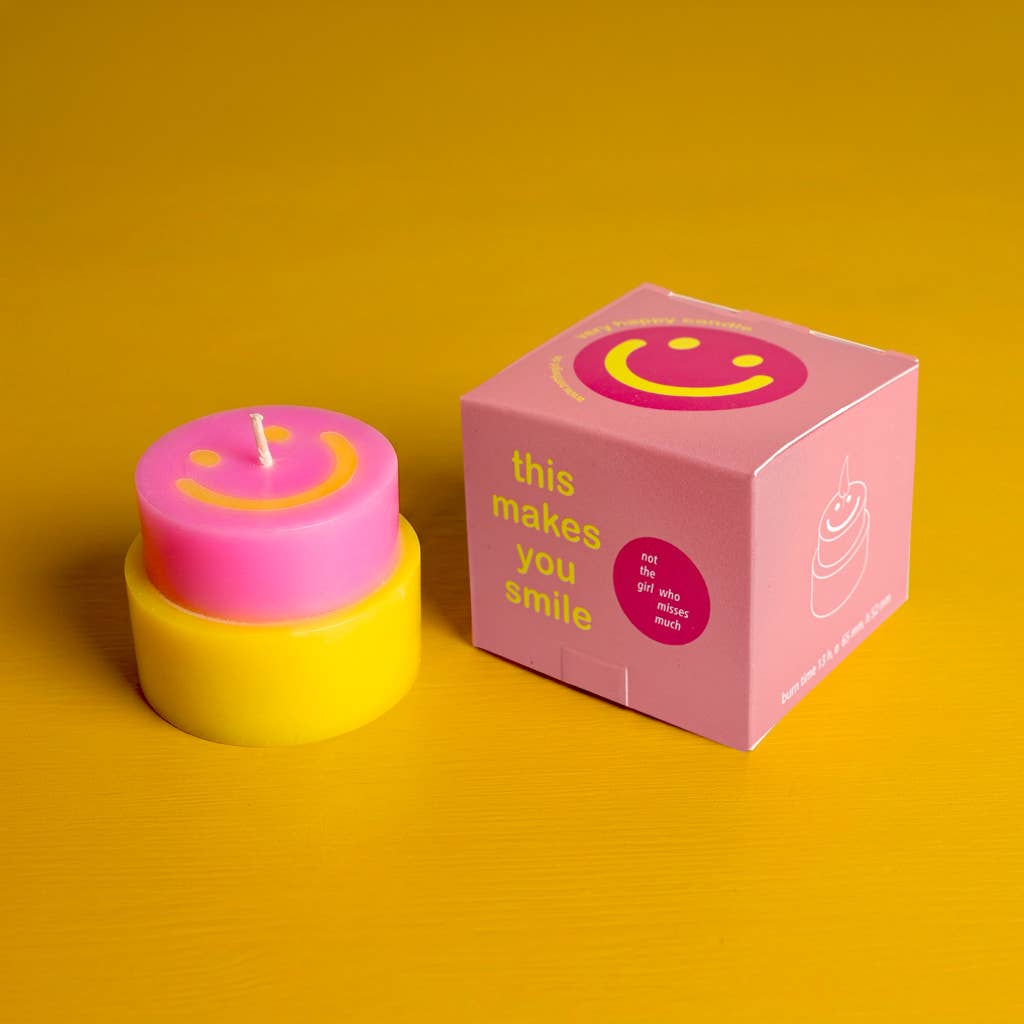 not the girl HAPPY CANDLE Large neonpink / gelb