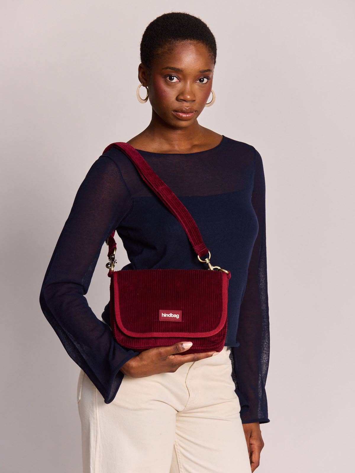 Hindbag Margault-Tasche Velours Bordeaux