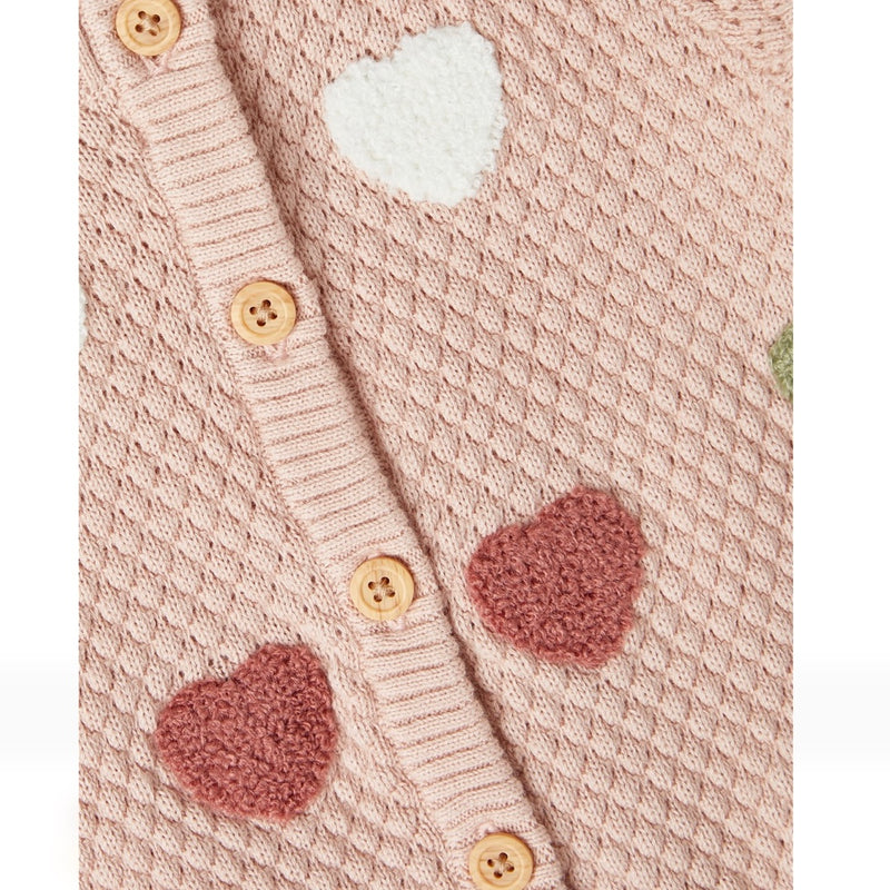 name it Strickjacke Baby mit Herzchen Rose Smoke (nbfnesille)
