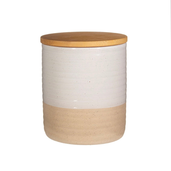 sass & belle Rustic White Half Glazed Vorratsdose mit Holzdeckel