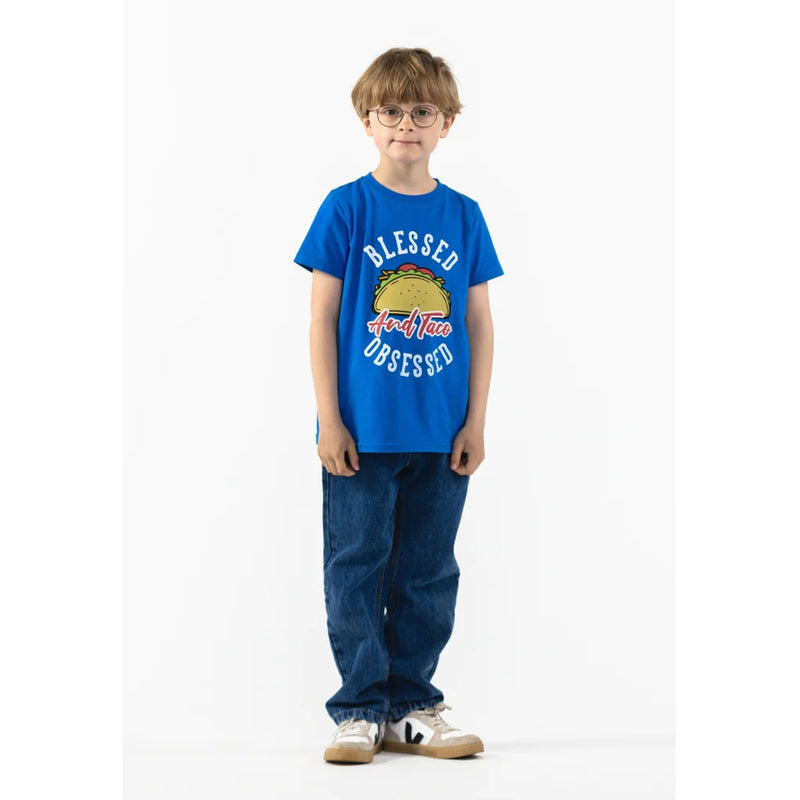 The New T-Shirt mit Tacodruck blau (TNFAST)